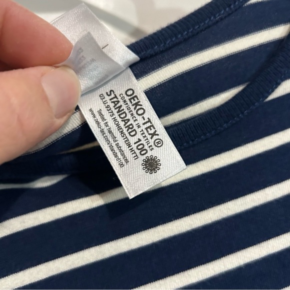 Hanna Andersson NAVY STRIPE WOODLAND HOLIDAY MIXIE PLAYDRESS DRESS Size 8 - Picture 5 of 6